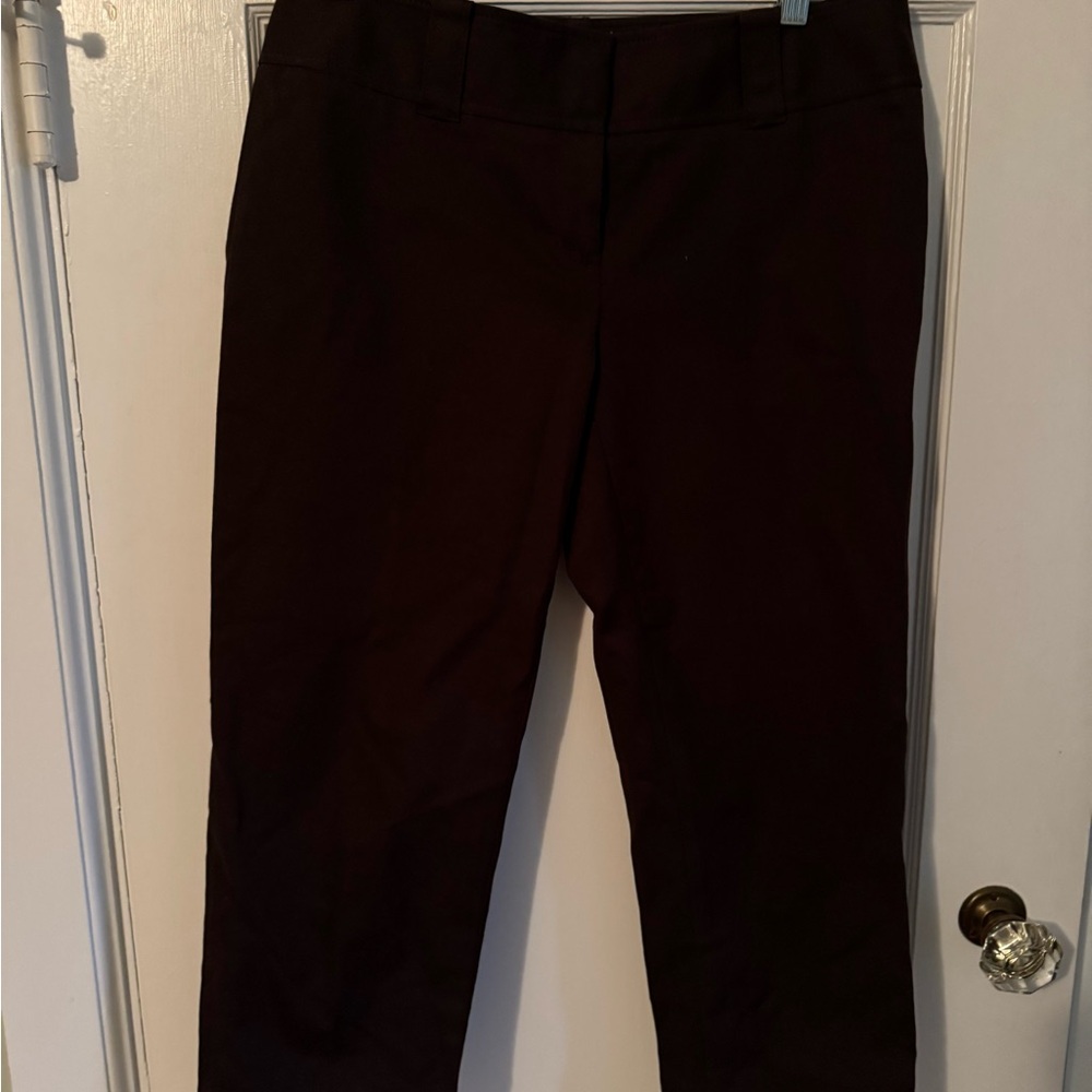 ANN TAYLOR Lindsay Dress Pants Womens Sz 4 Chocolate/ Dark Brown Straight Ankle - Picture 2 of 12